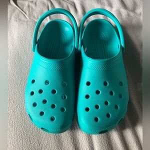 ONLY WORN ONCE!! Teal crocs
